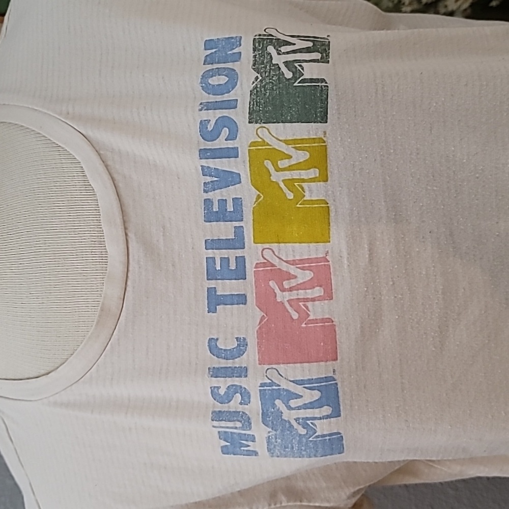 MTV 3XL crop top tee shirt tan pink blue green